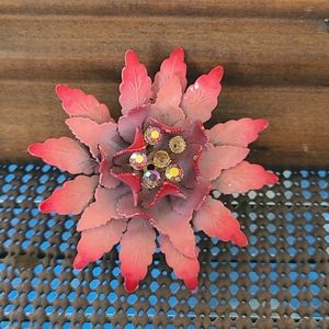 Cora vintage metal flower brooch
